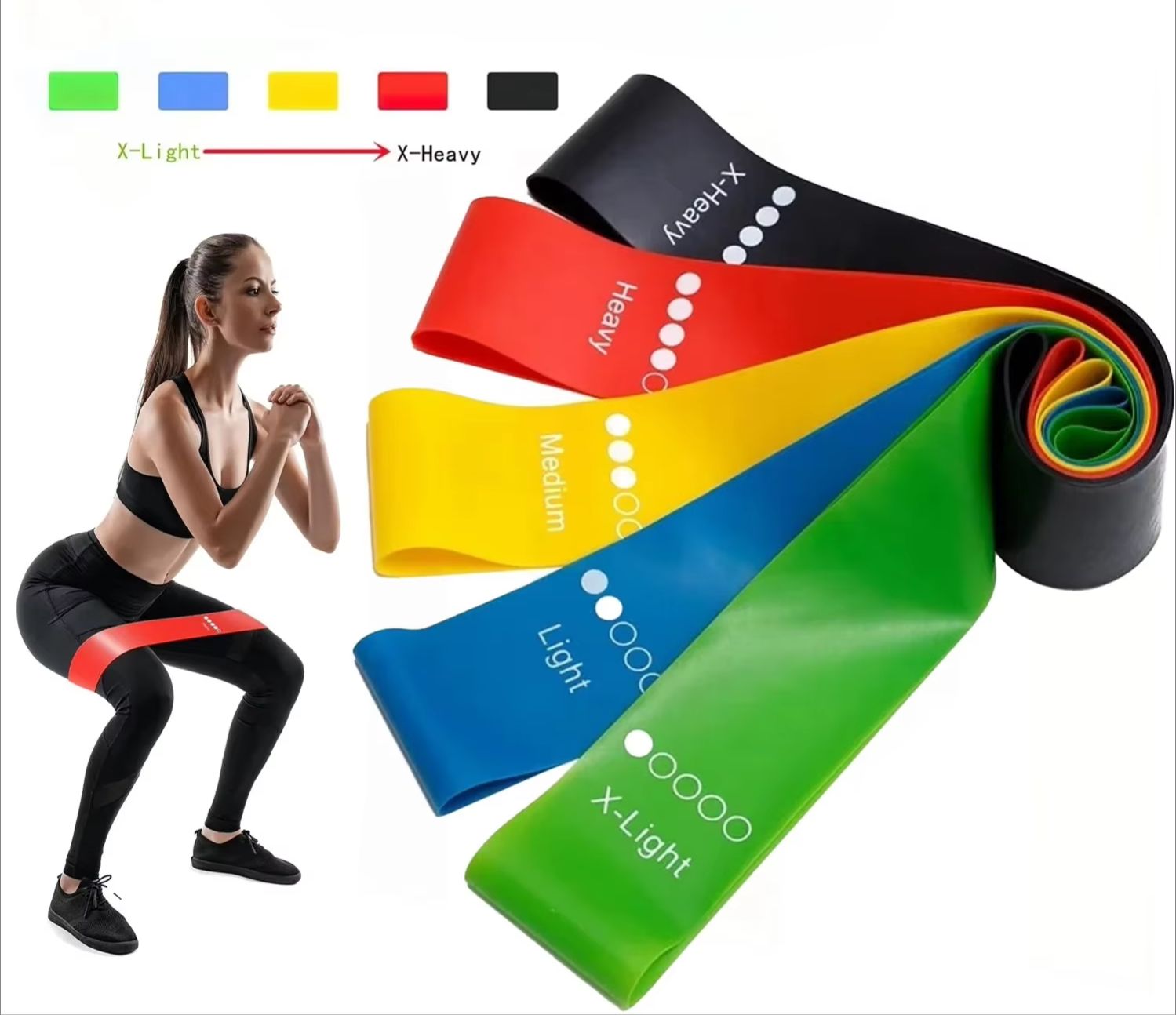 Crossfit Ga - 5-stufige tragbare Fitness-Trainingsausrüstung: Widerstandsbänder aus Gummi